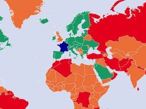 
La Turquie, l’Iran et la Géorgie ont été placées en   liste rouge » tandis que le Chili et l’Uruguay sont dé