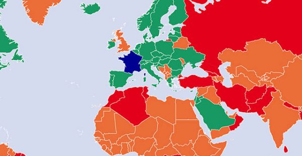 
La Turquie, l’Iran et la Géorgie ont été placées en   liste rouge » tandis que le Chili et l’Uruguay sont dé