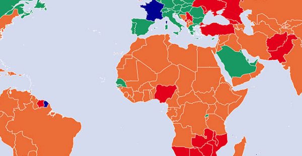
Le gouvernement français a revu à la baisse le nombre de pays classés   rouge écarlate » sur la base des indicate