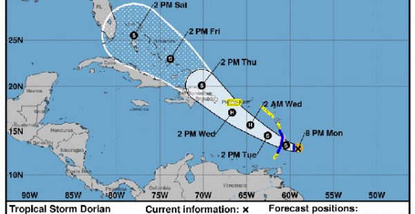 La tempête tropicale Dorian devrait se transformer en ouragan ce mardi ou mercredi, et après être passé au sud de la Martiniqu