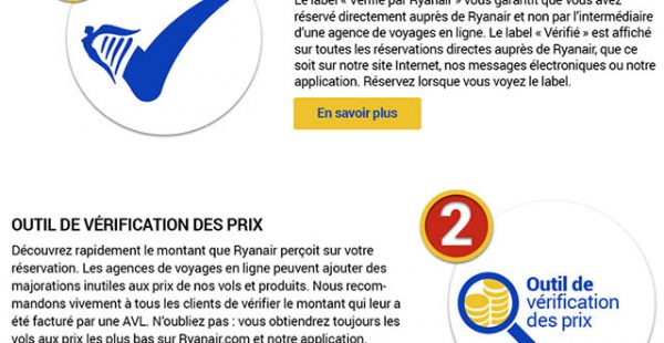 
La compagnie aérienne low cost Ryanair a lancé sur son site et son application un outil de vérification des prix et un label d
